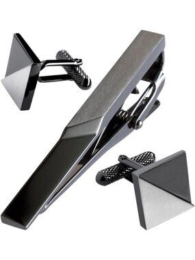 Sleek Black & Silver Tie Clip for Men | Elegant Tie Bar & Pin Accessory